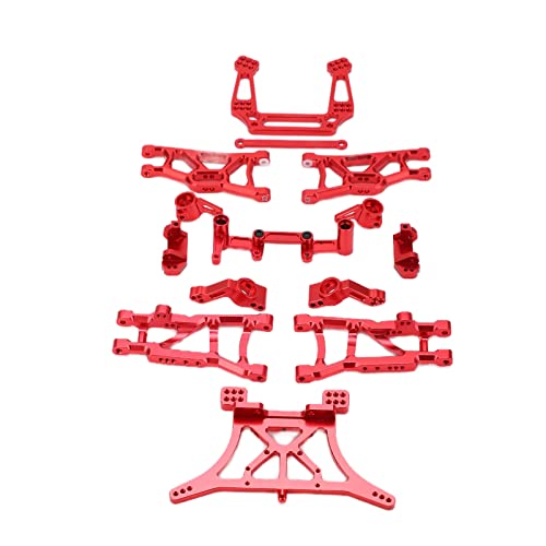 Kit Traxxas Slash 2WD alu CNC rouge : bras et fusées haute précision