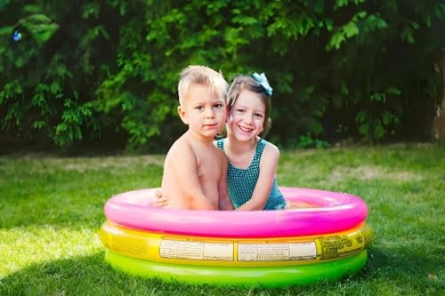 Image of LONGMIRE Baby Pool Bath Tub for 1-3 Years 2 Feet Round 34 inch x 10 inch Sunset Glow Soft Inflatable Baby /Kids | Indoor & Outdoor Swimming Pool for Kids | Multi-Colour