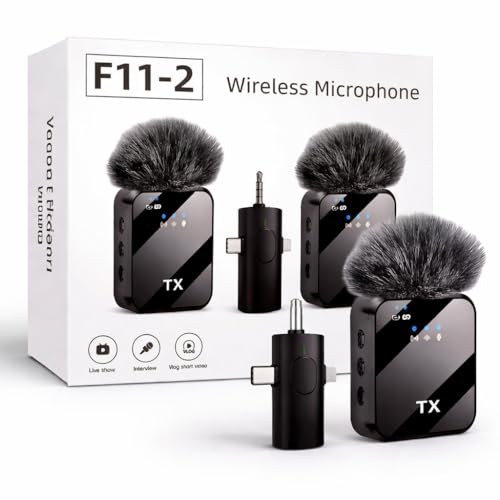 Image of Wireless Microphone, Mini Portable Recording Clip Mic with Receiver for All Type-C, Micro U Mobile Phones Camera Laptop for Vlogging YouTube Online Class, Zoom Call (F11)