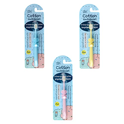 DONFAMDS 3 piezas Cepillo de Dientes Infantil Suave para Bebés Años con Diseño de Ergonómico y Protector de Encías Herramienta Manual de Cuidado Oral