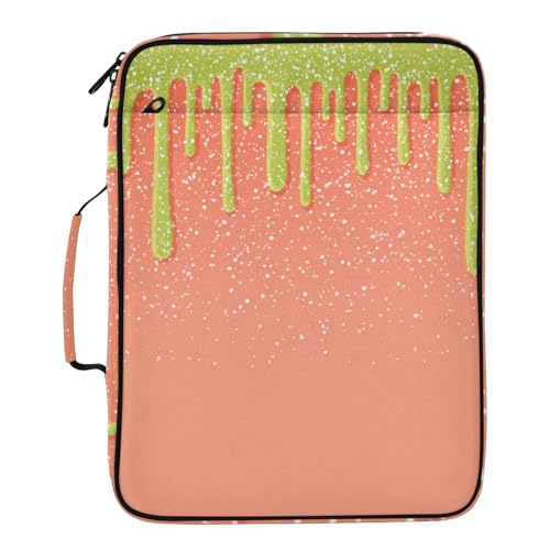 Carpeta expansiva 7 bolsillos A4 naranja coral con cremallera y purpurina lima