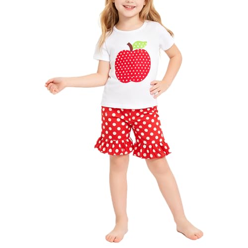Image of Toddler Girls Back to School Pencil Outfits Set Ruffle T-Shirt Dress and Pants Outfit Set 3-8Years