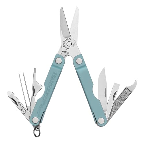 LEATHERMAN, Micra, Keychain Multi-tool with Grooming Tools, Mini Pocketknife for Everyday Carry (EDC), Hobbies & Outdoors, Built in the USA, Arctic Blue