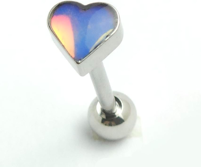 316L Surgical Steel Enamel Heart Tongue Ring for Women 14G Tongue Piercing Barbell Cute Colorful Tongue Piercing Jewelry - Image 4