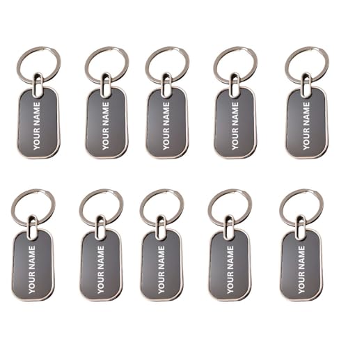 Image of Personalized Key Chain With Name Engraved Round Metal Silver Keychain, Ideal For Gifitng On Any Occasoin Pack Of 10