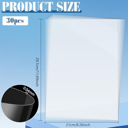 BENECREAT 30 Blatt Acetat-Kunststoffplatten, 29,7x21cm Wasserdichtes PVC, klar, Shaker, Verzierungen für Furries, Cosplay, Skulpturen, Requisiten, Fursuits, Basteln