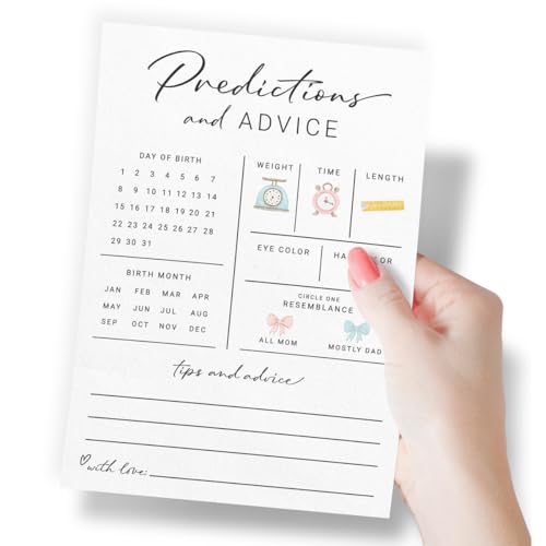 Printed Party Baby Predictions & Advice Cards for New Parents – Baby Shower Game, Wishes for Mommy & Daddy, Gender Reveal Boy or Girl, Modern Minimal Design, 30 Cards - Thumbnail 4