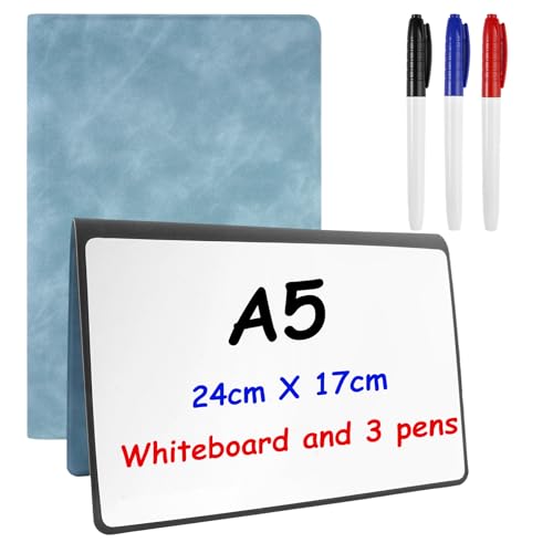 Lavagna Cancellabile Piccola con 3 Penna a Colori, A5 Portatile