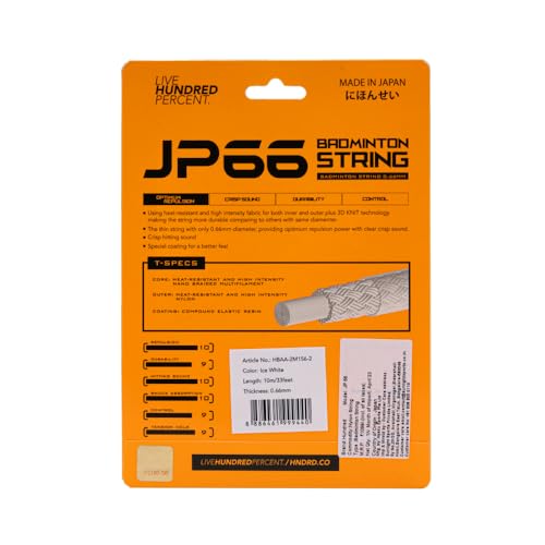 Image of Hundred JP 66 Badminton String | 0.66 mm High Repulsion & Control | Premium Hitting Sound & Shock Absorption | Durable Multi-Filament Nylon