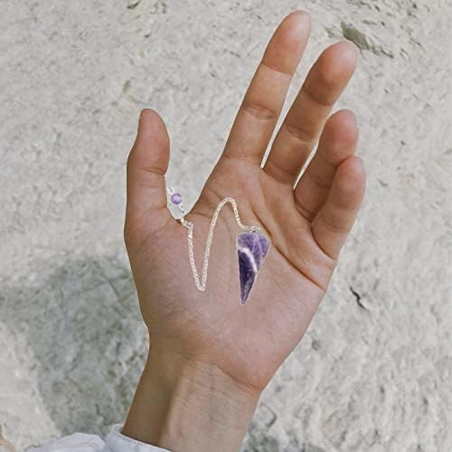 Amethyst Crystal Pendulum, Crystals and Gemstones Healing for Dowsing, Scrying, Chakra, Gemstone Stone Pendulum for Reiki, Divination, Balance, Meditation, Wicca, Small