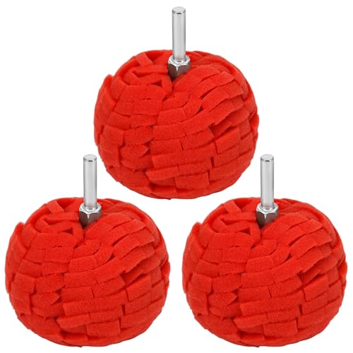 3PCS 3 Power Polishing Ball Tool for Drill Waxing Car Wheel Polisher Detailing Adapter Round Buffing Cone Finishing Pad with Attachment Hub Date Sponge Buffer Automotive Car Accessories Motorcycle