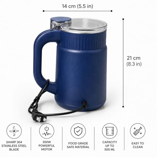 Image of Electric Coffee Grinder with Stainless Steel Blade, Transparent Lid, Handle Design, Dry Grinding for Coffee Beans, Sugar and Spices