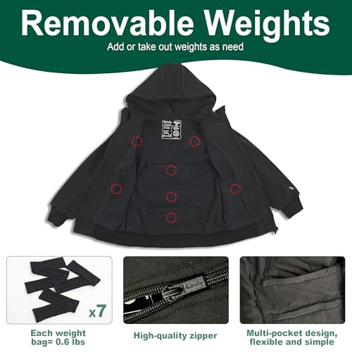 Flutterby Kids Weighted Zip-Up Hoodie Sweatshirt Black, Discreet Soothing Sensory & Calming Solution2
