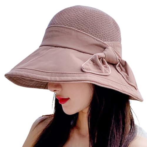 UNbit Chapeau de Plage for Femme avec nœud Respirant : Protection Solaire à Large Bord, Casquette de pêcheur de Voyage d'été for Femme Rose