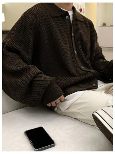 Floerns Men's Fall Cozy Light Long Sleeve Button Down Drop Shoulder Knitwear Cardigan Sweaters3