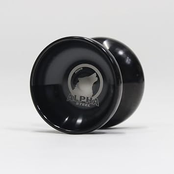 Zeekio Alpha Steel Yo-Yo - Organic Shaped Stainless Steel - Undersized YoYo with D Sized Bearing (Black -White Etching)