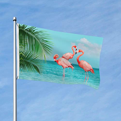 Fiokroo Flamingos Standing In Clear Blue Sea Flag 3X5 Ft Outdoor Polyester Garden Flag Sea Beach Theme Double Sided Banner For Yard Lawn Porch Balcony Home Decorations #TOP4