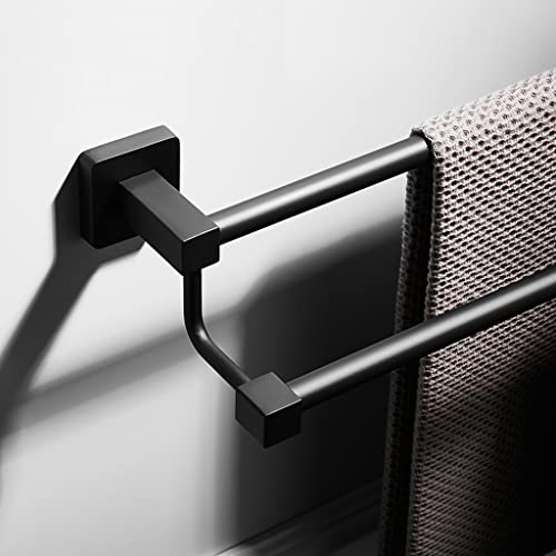Porte-serviettes en acier inoxydable à double tige avec fixation murale robuste - 3
