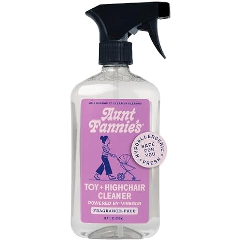 Aunt Fannie's Toy and Highchair Cleaner, Hypoallergenic, Multi-Purpose Spray Powered by Vinegar for Toys, High Chairs, Car Seats, Swings, Counters, and Other Hard Surfaces Fragrance Free, Pack of 1 Cover