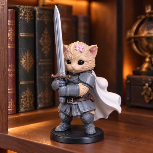 Bidobibo 3D Printed Cats Knight Figurines Animals Cat Toys for Desk Decor - image 6