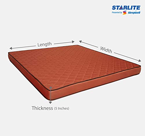 Image of Sleepwell Starlite Glamour 5-inch Extra Firm Queen Size Mattress (78*60*5 Inches Rebonded Foam)