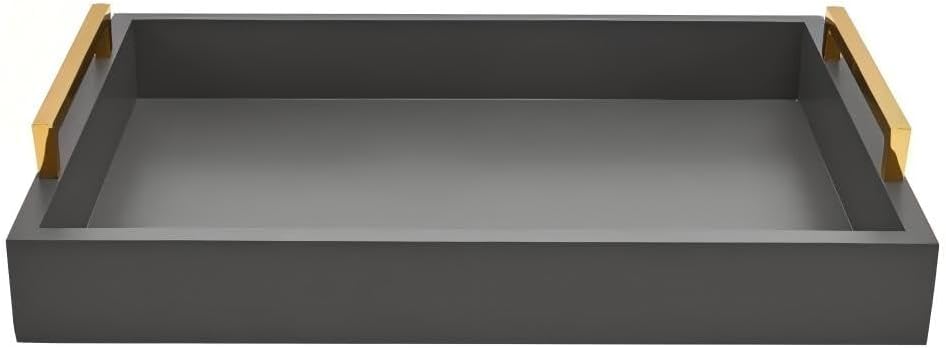 16"x12" Serving Trays with Handles, Grey Decorative Serving Tray, Ottoman Trays, Living Room, Bathroom, and Outdoors Decorative Trays Charcoal