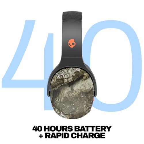 Image of Skullcandy Crusher Evo Wireless Bluetooth Headphones with Multi-Sensory Bass, Noise Isolating Over-Ear Fit, Up to 40 Hours Battery, Microphone for iPhone Android - Realtree APX Black /Orange
