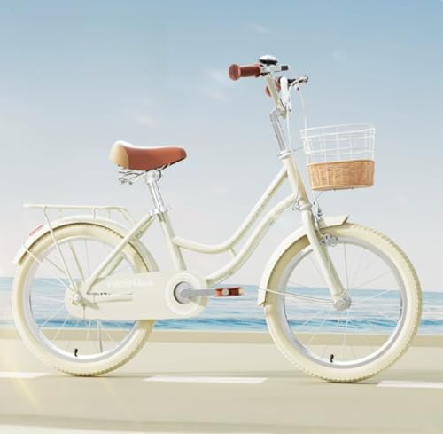 WGM子供用自転車18/20/22インチ中学生、高校生、女の子、リアカーゴラック、快適なペダルバイク、フロントブレーキとリアブレーキ、調節可能なサドルハンドルバー、通学通勤用 誕生日プレゼント (18インチ,イエローB)