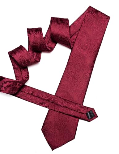 Image of YOHOWA Mens Ties Set Wedding Paisley Neckties with Handkerchief Cufflinks Formal Business