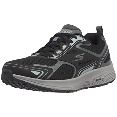 Skechers Men's GO Run CONSISTENT Sneaker, Black Leather/Synthetic/Gray Trim, 11 UK Cover