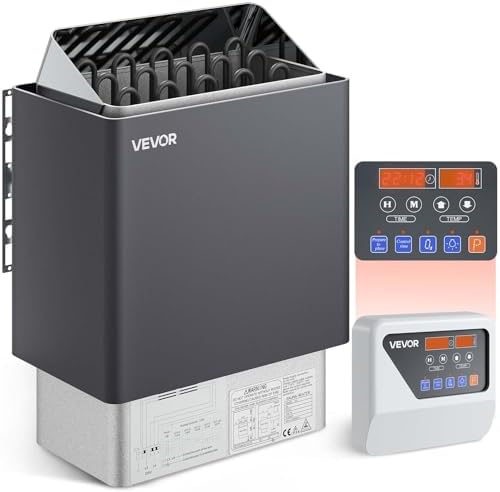 VEVOR Sauna Heater, 9KW 220V Electric Sauna Stove, Steam Bath Sauna Heater with External Digital Controller, 3h Timer & Adjustable Temp for Max. 317-459 Cubic Feet, Home Hotel Spa Shower FCC Certify