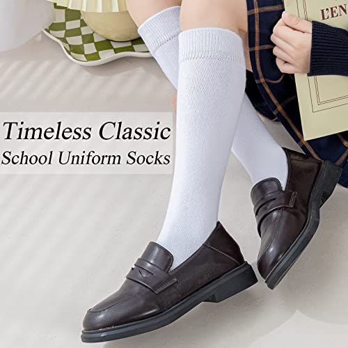 Girls' Knee High Cable Knit/Ribbed School Uniform Socks - 3/6 Pack Seamless Tube Socks for Kids Soccer - Unisex, 3-14 Years2