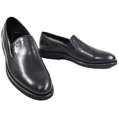 Men's Navy Blue Leather Comfort Loafers, Size 43 EU