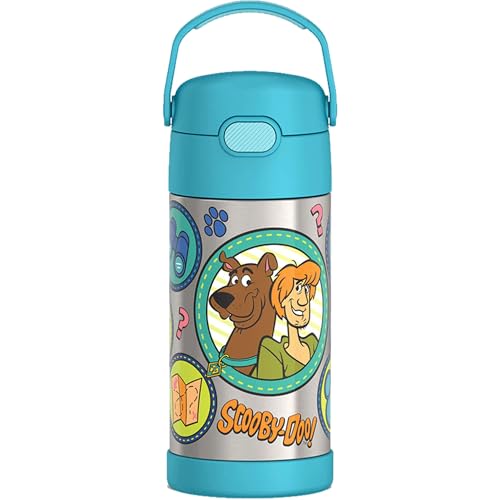 Image of THERMOS FUNTAINER Water Bottle with Straw - 12 Ounce - Kids Stainless Steel Vacuum Insulated Water Bottle with Lid, Scooby-Doo