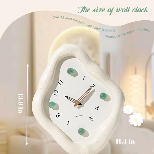 JUSTUP 12 Inch Modern Wall Clock, Creative Rhombus Battery Powered Clock - Image 3
