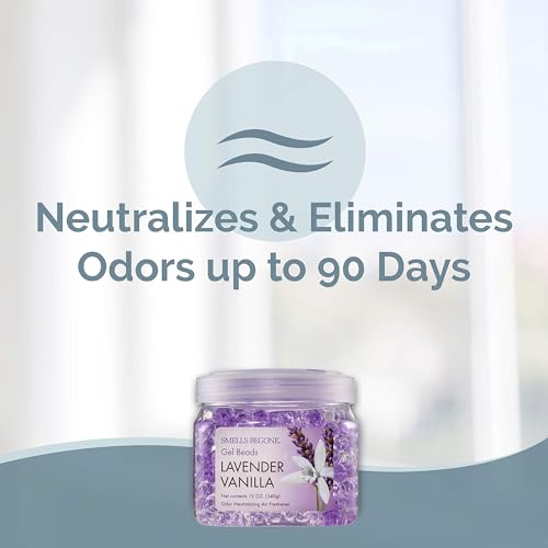 SMELLS BEGONE Odor Eliminator Gel Beads - 12 oz, Pack of 2 - Eliminates Odor in Bathrooms, Cars, Boats, RVs & Pet Areas - Air Freshener - Made with Essential Oils - Lavender Vanilla Scent - Image 4