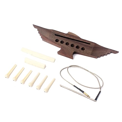 Toddmomy 1 Set Wooden Guitar Bridge with Pickup Stick for Folk Guitar Durable Replacement Pins Saddle and Nut Lightweight and Portable Design for Easy Use