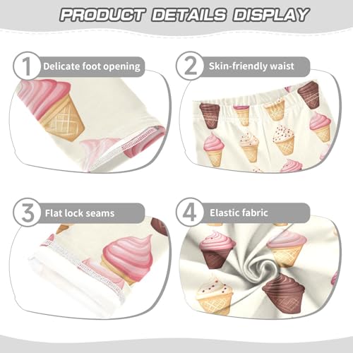 Girls Leggings Ice Cream Cute Soft Toddler Leggings for Girls Kids Pants Size 4T-10T3