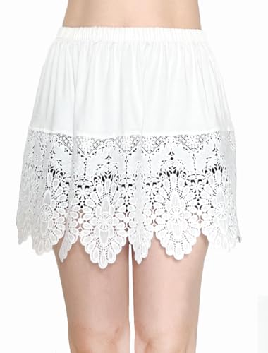 Image of Vanrose Jan Lace Shirt Extender for Women Layering Fake Top Lower Sweep Shirt Hollow Half Length Skirt