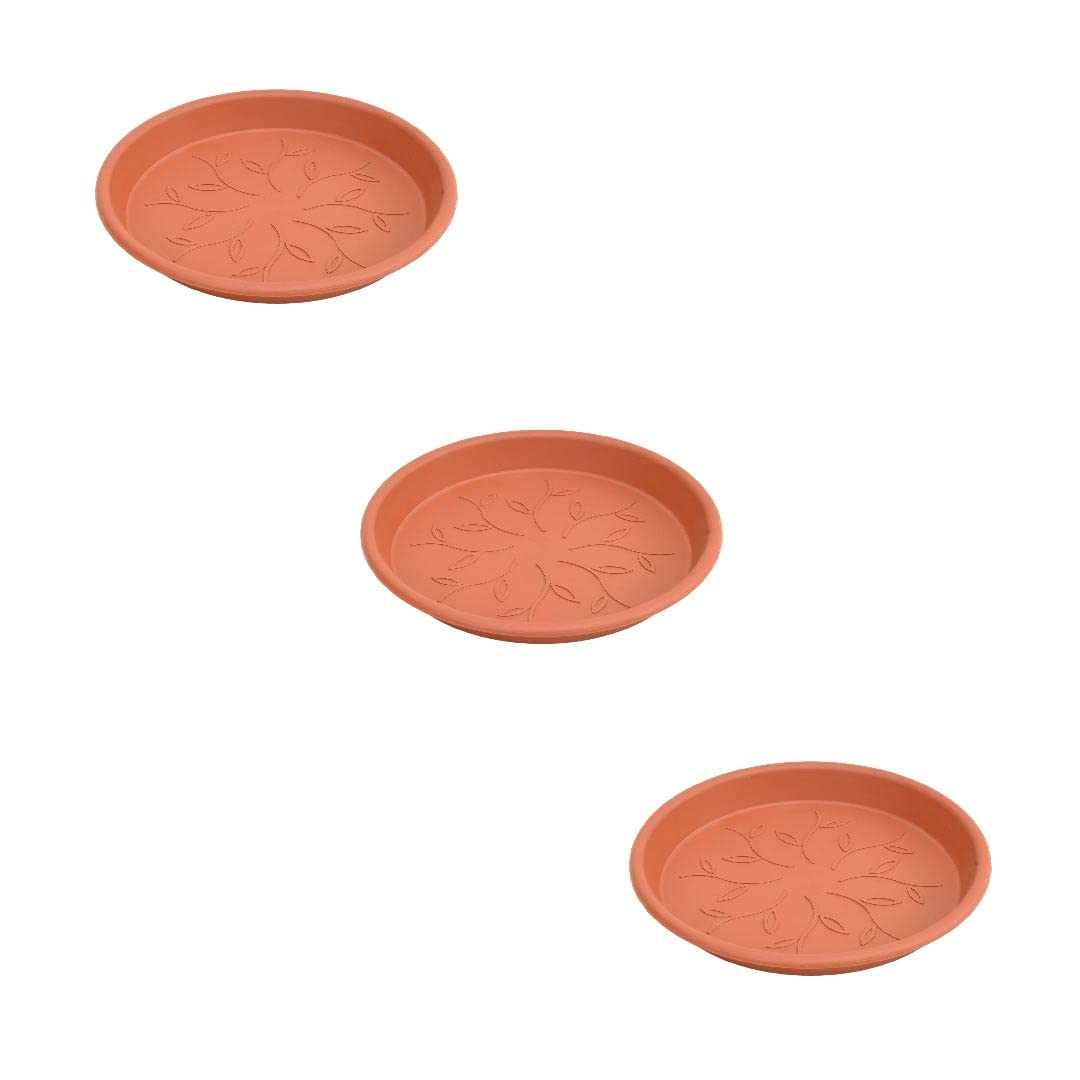 Ugaoo UV Treated Gardening Plastic Tray (Plate/Saucer) for Pots - 8 inch, Brown/Terracotta Color, Set of 3 | Tray for Plants Pot for Indoor Home Decor & Outdoor Garden & Balcony (B0BVQH7LBQ) Amazon Price History, Amazon Price Tracker