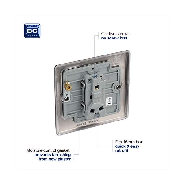 BG Electrical NBN12 Black Nickel 1 Gang 2 Way Switch – Bild 3
