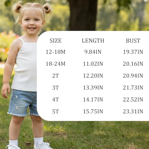 Image of ROMPERINBOX Toddler Tank Tops Girls Spaghetti Strap Ribbed Knit 3 Pack Sleeveless Casual Basic Cami Top for 12M-4T