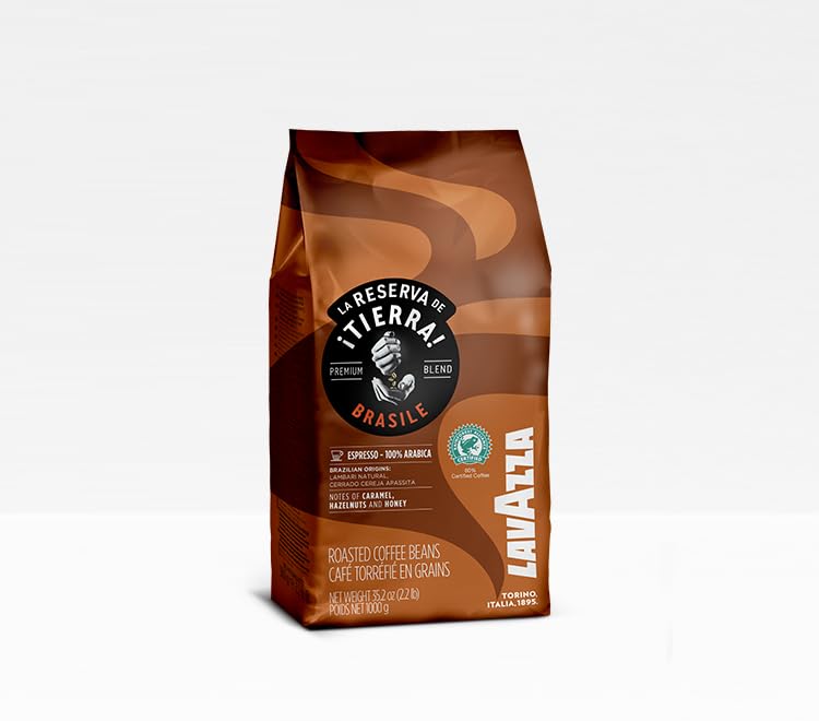 Image of Lavazza Tierra Brasile | Whole Roasted Bean Espresso | Traditional Drum Roasting | 1Kg Pack (Pack of 3)