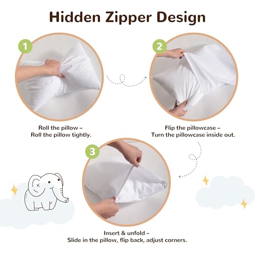 Image of NTBAY 2 Pack Pillows with Egyptian Cotton Pillowcases, Soft Cotton Down Alternative 13x18 Envelope Pillows for Sleeping in Crib Bed - Machine Washable - Breathable Travel Pillow, Aqua
