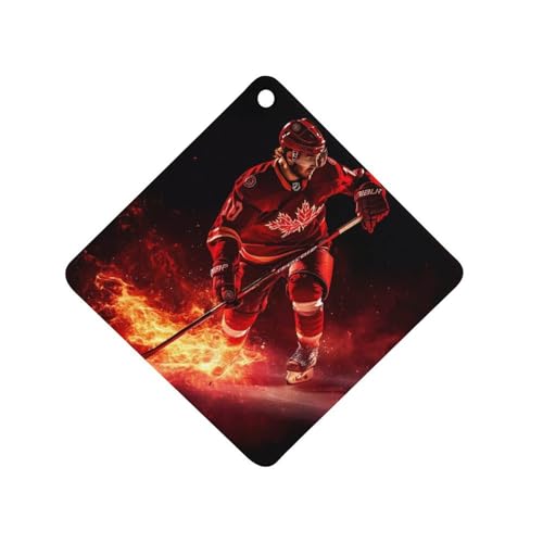 Fire Ice Hockey Player Car Air Freshener Hanging Aromatherapy Tablets for Car Accessories Rhombus