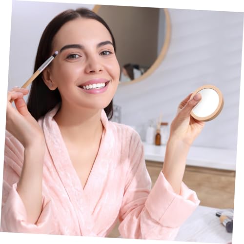 Warmhm 2er Pack Kleiner Taschenspiegel Aus Holz - Runder - Kompakter Handspiegel Tragbare Kosmetikspiegel Für Damenhandtasche 6 5 cm Und 7 5 cm Ideales Perfekt Für Kinder Und