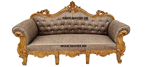 Image of Luxury Wooden Teakwwood Five Seater Sofa Set for Living Room (Honey Brown) Solid Wood Outdoor Chair 5 Seater Sofa | (1)