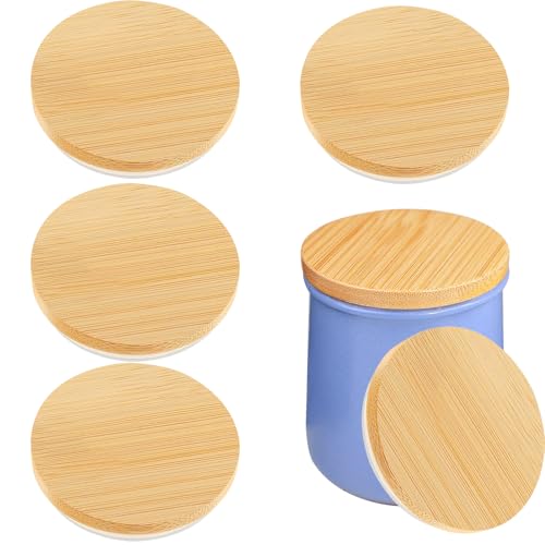 Yogurt Jar Lids for 4.9 oz La Fermiere - 6pack Bamboo Jar Lid Compatible La Fermiere yogurt Lid with Silicone Sealing Rings for Mouth Jars Glass Storage Lids(Jars not included)