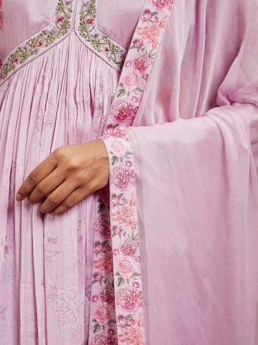 Image of Libas Womens Woven Design Silk Blend Straight Kurta With Trousers and Dupatta | daily wear suit