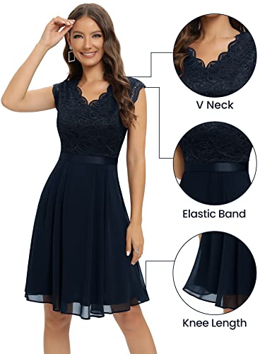Image of Dressystar Women's V Neck Sleeveless Lace Bridesmaid Dress Wedding Party Gown